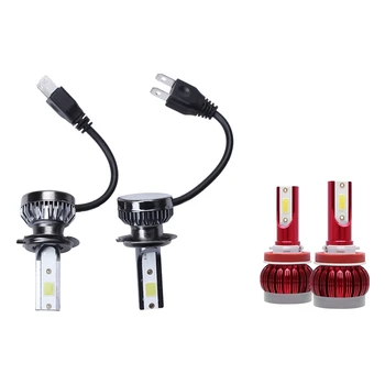 

2Pcs Mini Led Headlight Bulbs Conversion Kit Drl 3000K (H7) & 2Pcs Car Led Fog Lights Bulbs 10000Lm 72W (H8/H9/H11)