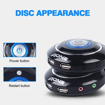 

Desktop PC Computer Case Power Switch with Dual USB Ports Audio Interface + Power Reset Button + LED Lights + Extension Cord