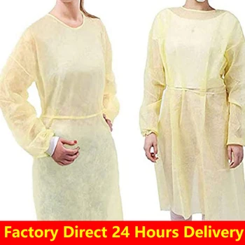 

40pcs Factory Direct Disposable Isolation Gown PP Disposable Non woven Surgical Gown Isolation Universal Protective Gown Yellow