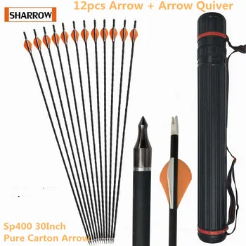 

12pcs Archery Spine 400 Shooting Arrows Pure Carbon Iron Bolts Arrows Suitable For Composite Bow Longbow Hunting Accessories