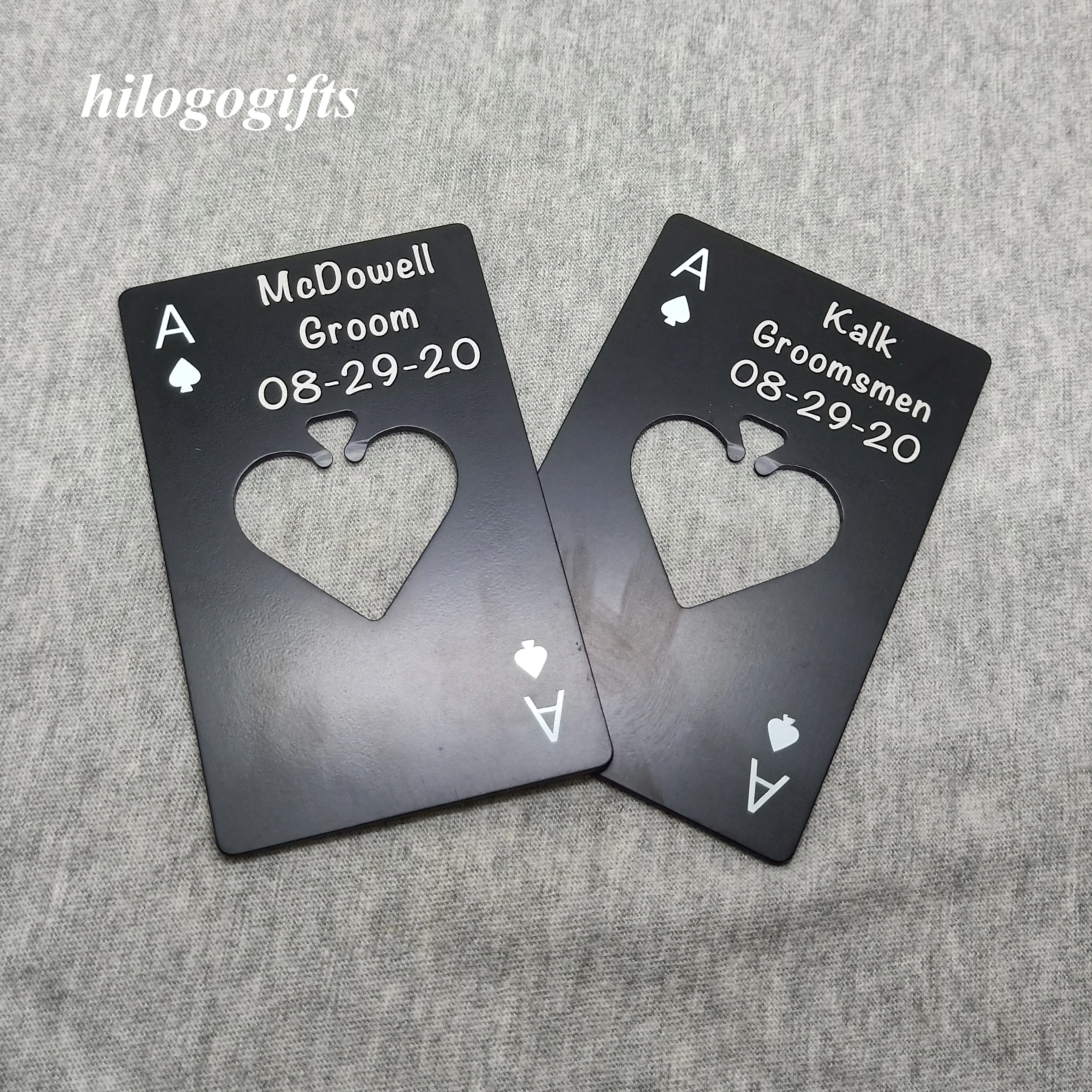 Stainless steel LOVE HEART desk bottle opener personalized with wedding date/names summer gift ideas