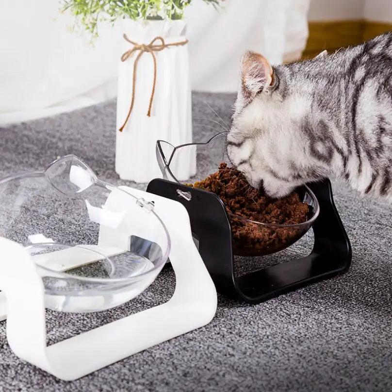Cat Bowl with Raised Stand Pet Dogs Feeding Bowl Adjustable Sloping Slope Design Protect Spine Dog Water Food Bowl Cats Feeder