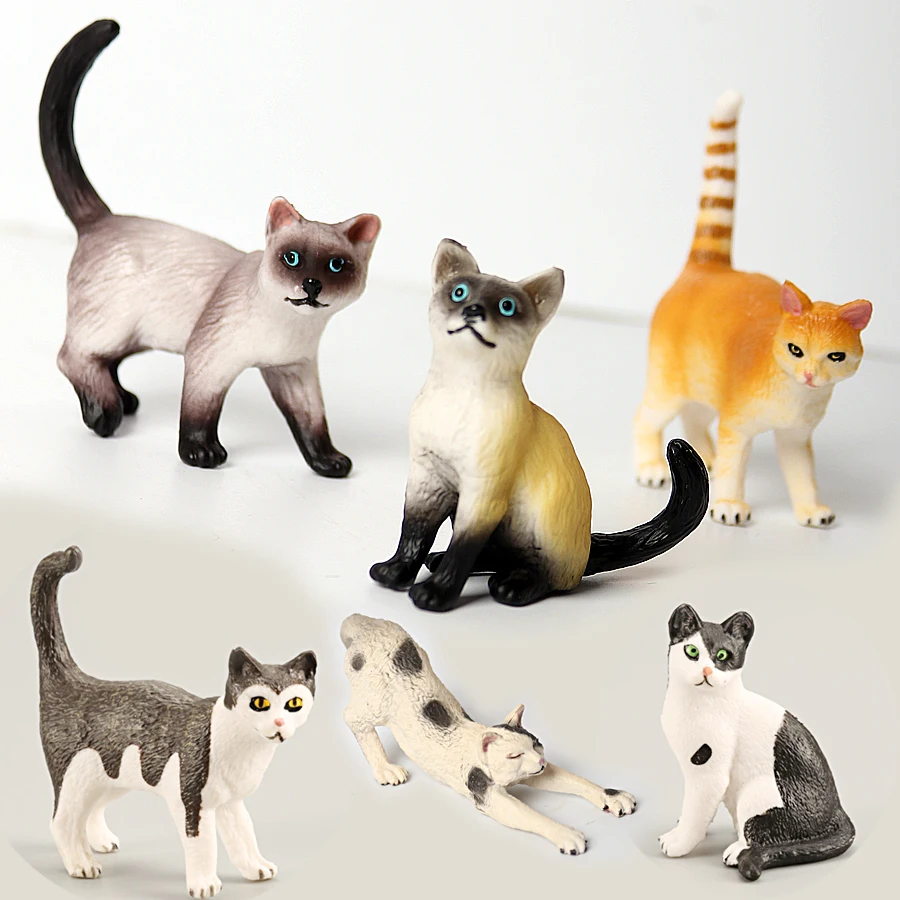 Realistic Miniature Farm Cat Figurines - Educational Animal Model Toy Set for Decoration, Parties and Playtime image 2