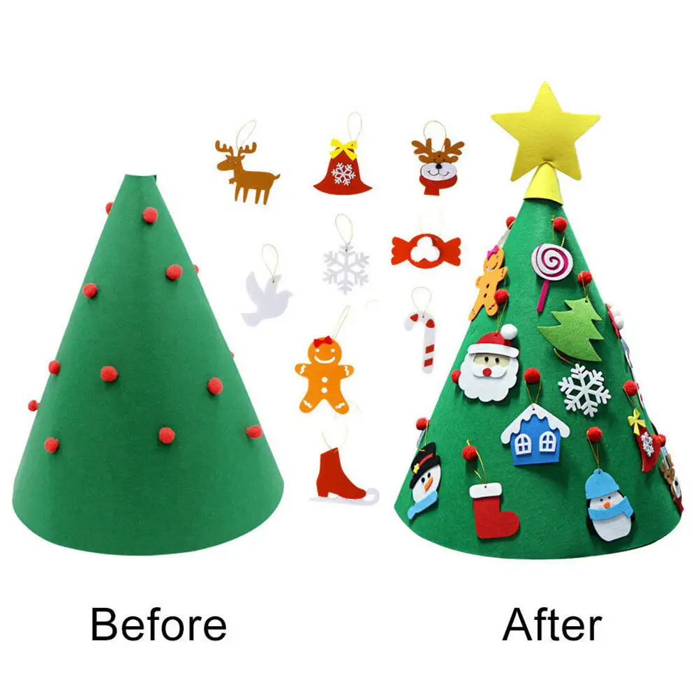 3D DIY войлок для малышей Рождественская елка искусственная Рождественская елка с подвесными орнаментами DIY детские игрушки вечерние украшения