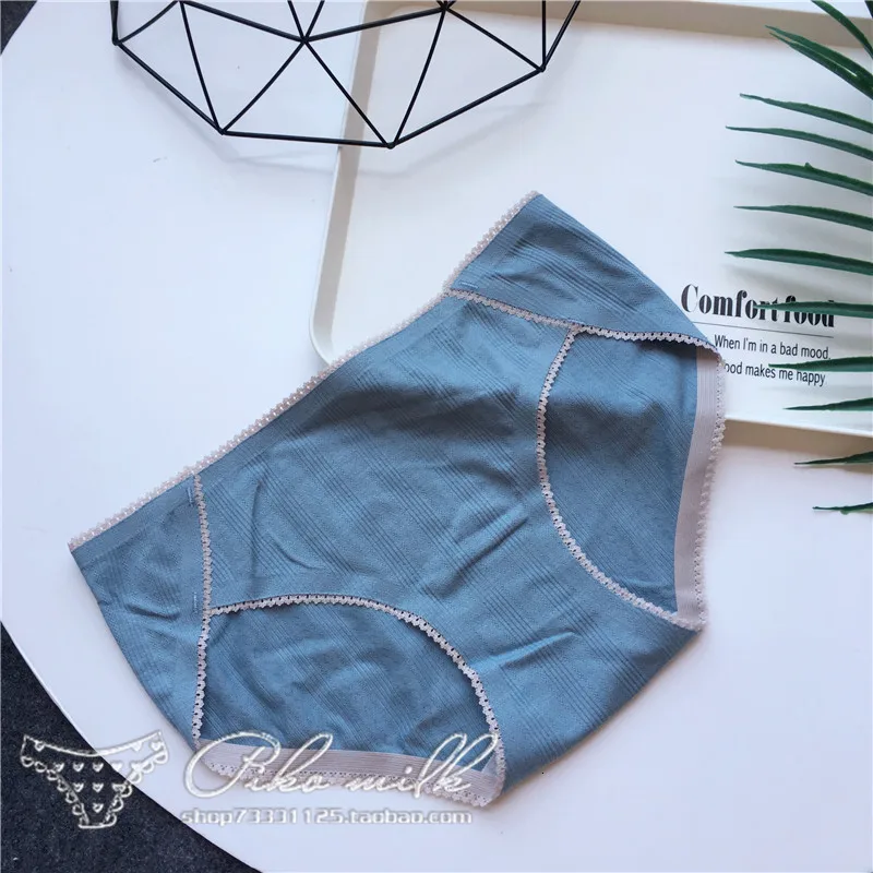 blue SP&CITY, Япония, простые хлопковые трусики с кружевным краем, сексуальное женское белье, бесшовное однотонное нижнее белье, полосатые брифы с алмазным зерном - Цвет: blue