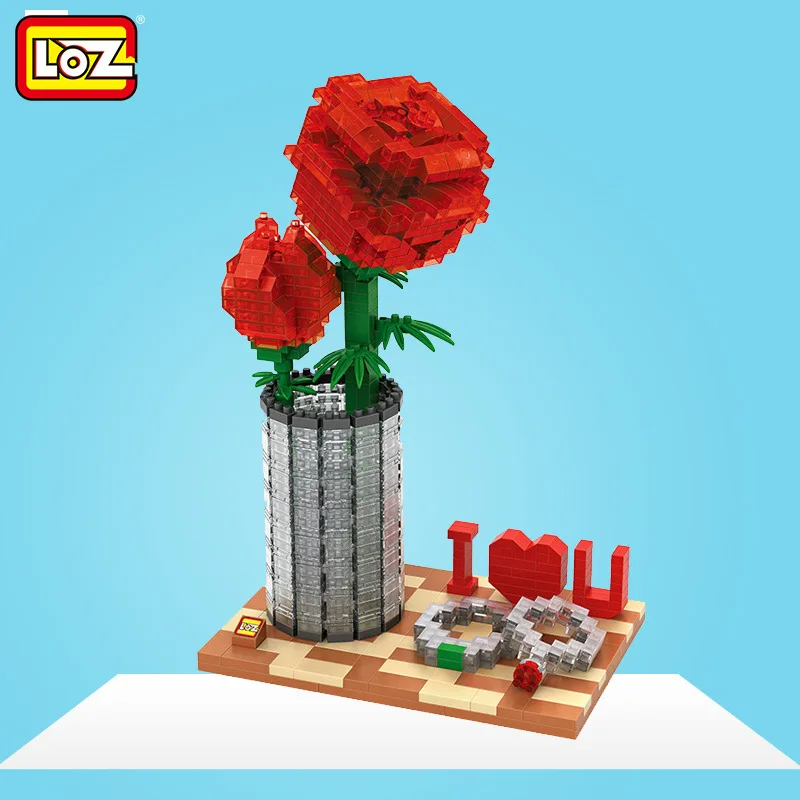 

LOZ Mini Block Crystal Rose Flower Model Set Valentine's Day Gifts Girl Friend Gift DIY Creator Diamond Building Bricks 9022