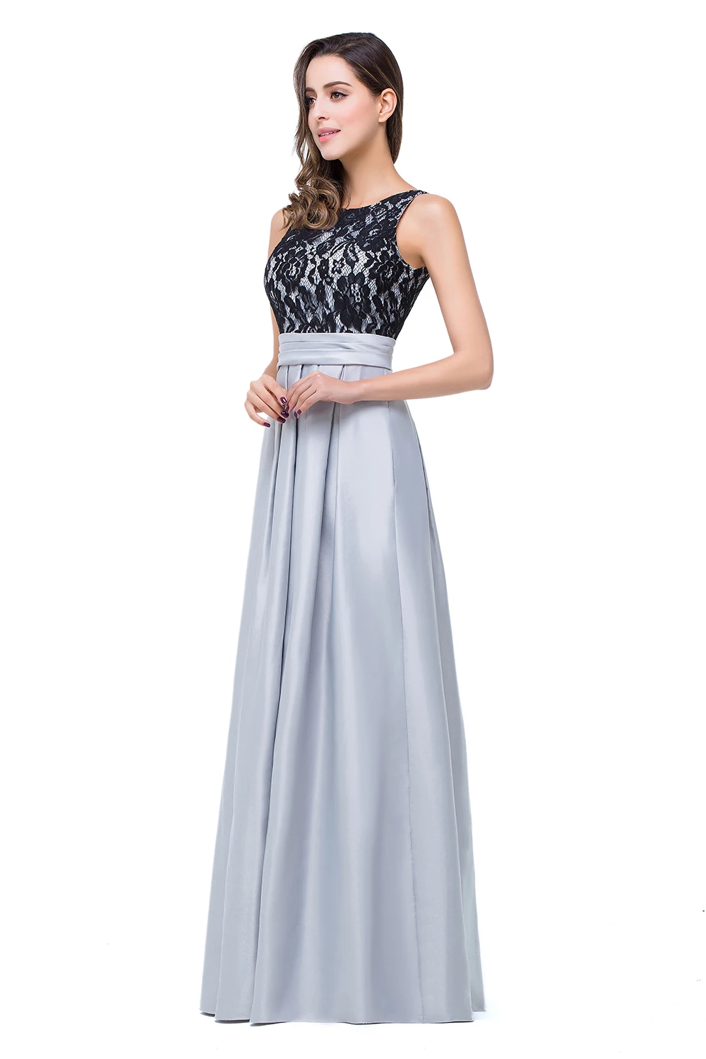 24 часа Черное Кружевное Серебряное Вечернее Платье длинное vestido de festa сексуальное V сзади вечернее платье