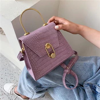 

Stone Pattern PU Leather Crossbody Bags For Women 2020 Small Totes With Metal Handle Lady Shoulder Messenger Bag Handbags