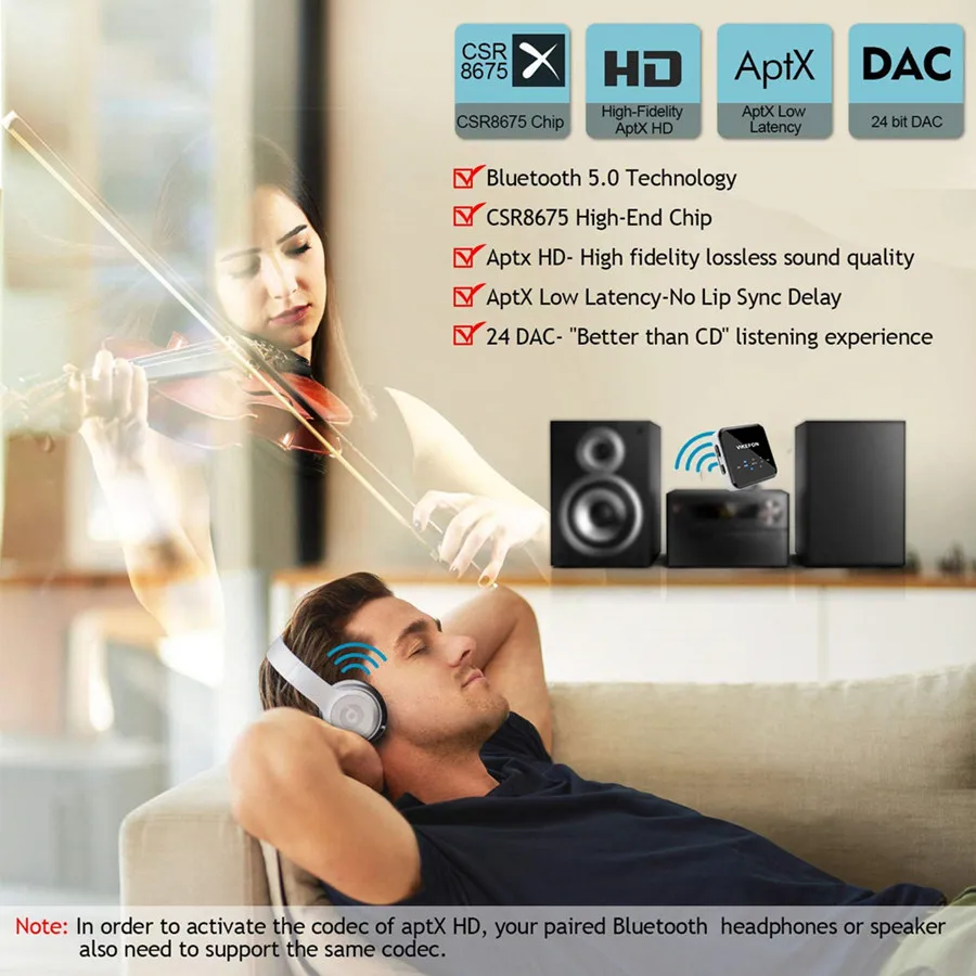 Мини CSR8675 Aptx HD/LL Bluetooth 5,0 аудио приемник передатчик RCA 3,5 мм разъем AUX беспроводной адаптер с микрофоном для ТВ автомобиля ПК