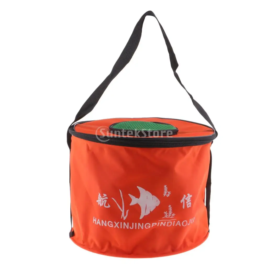 Collapsible Folding Fishing Bucket Outdoor Camping Fish Water Bucket Round
