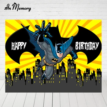 

InMemory Batman Backdrop for Boys Birthday Photography Backgrounds Vinyl Custom Superhero Backdrops For Photo Studio Custom