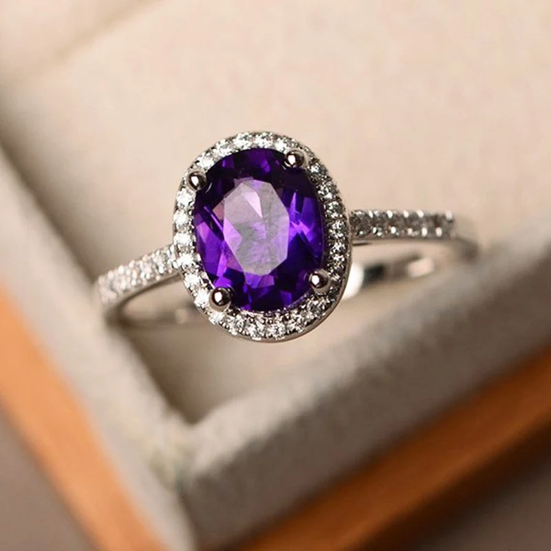 Classical Oval Crystal Zircon Stone Ring High Quality Copper Multicolor Wedding Band Jewelry Promise Engagement Rings For Women