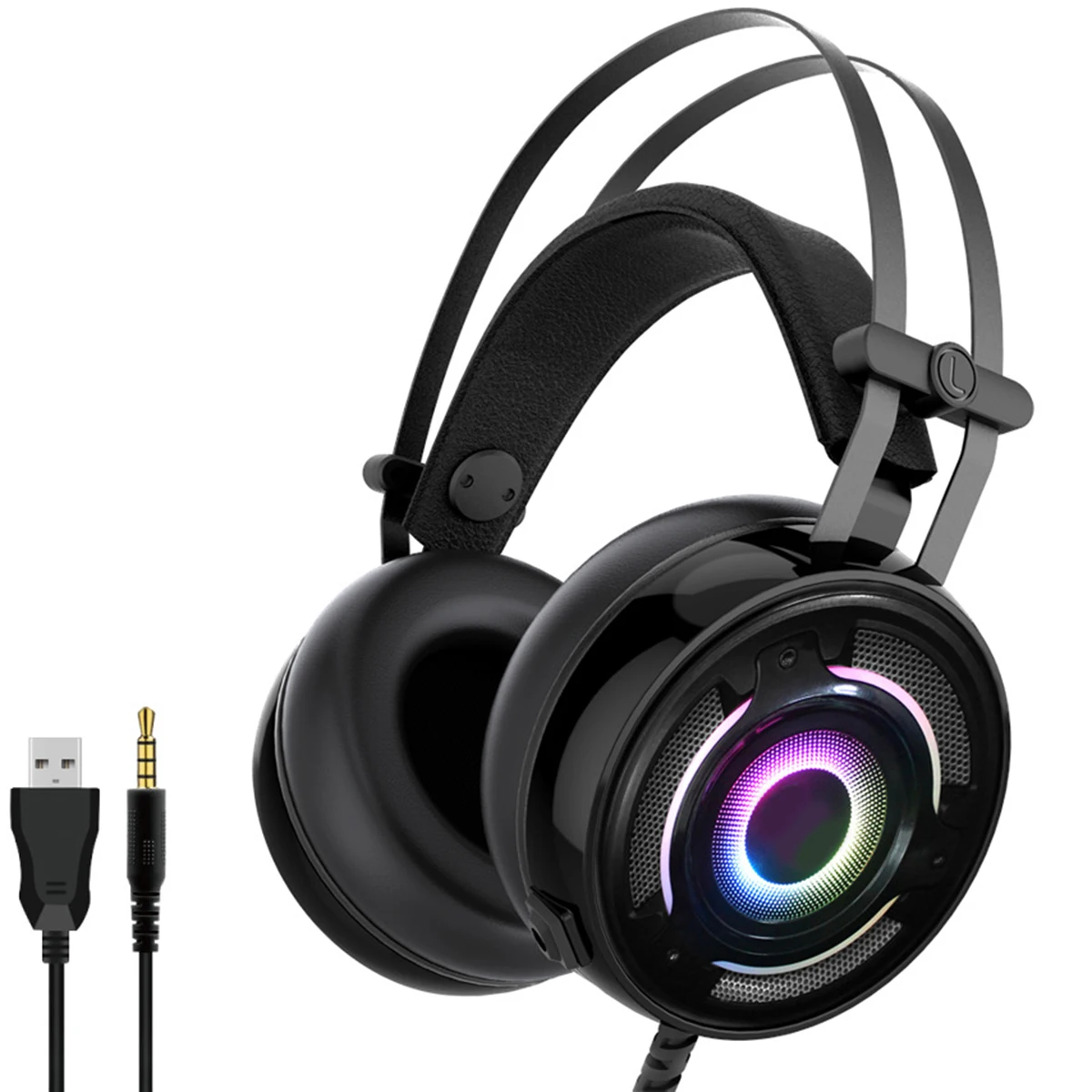 3.5mm + USB Wired Gaming Headset With Mic Over-Ear Surround Stereo Sound Headphone RGB Light Headset For PC Cellphone N-Switch​