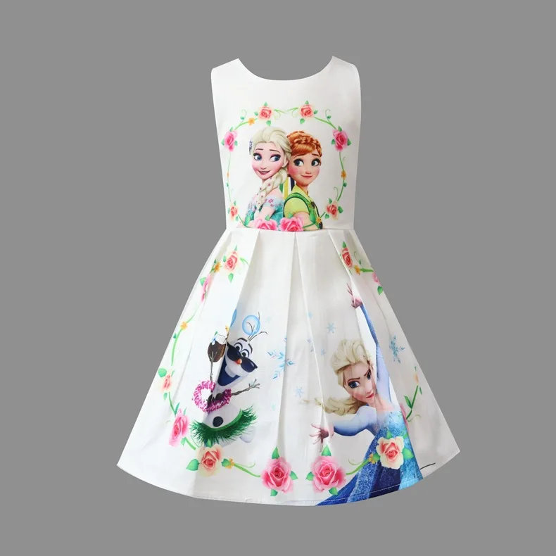 Платье для девочек, 5 цветов летнее платье принцессы Эльзы и Анны для костюмированной вечеринки для девочек, подарок на день рождения, костюм, платье одежда для детей возрастом от 2 до 8 лет - Цвет: DS035-White