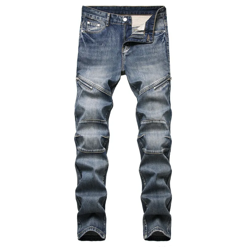 New Fashion Mens Cotton Ripped Hole Jeans Casual Slim Skinny White Black Jeans Men Trousers Casual Male Hip hop Denim Pants