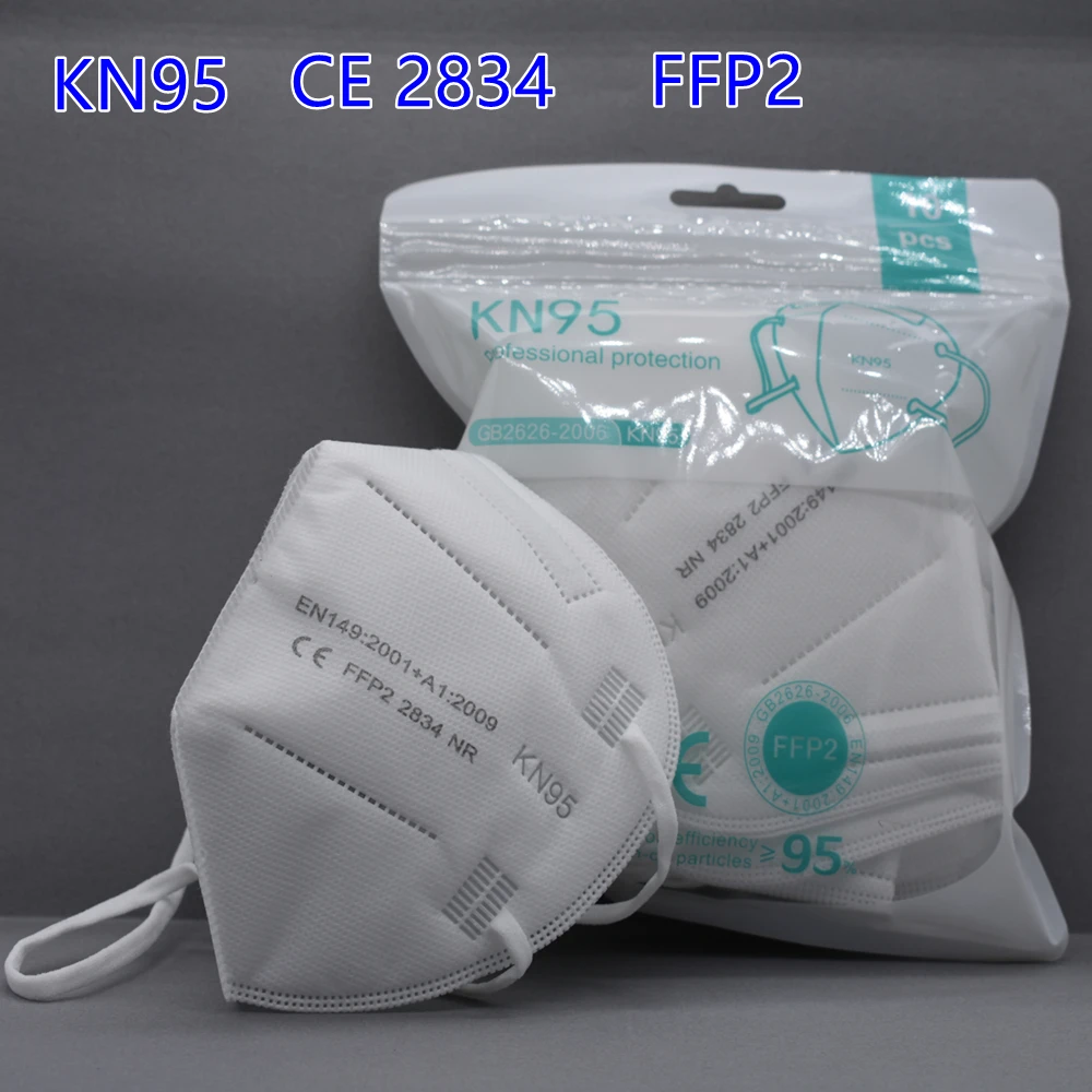Mascarilla KN95 de 5 capas con filtro FFP2, respirador antiniebla transpirable, protección contra Virus, 2-100 unidades