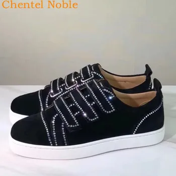 

Chentel Male Comfortable Flock Bling Crystal Loafers Men Casual Shoes Party Dress Shoes Men Flats Sneakers Black Color Big Size