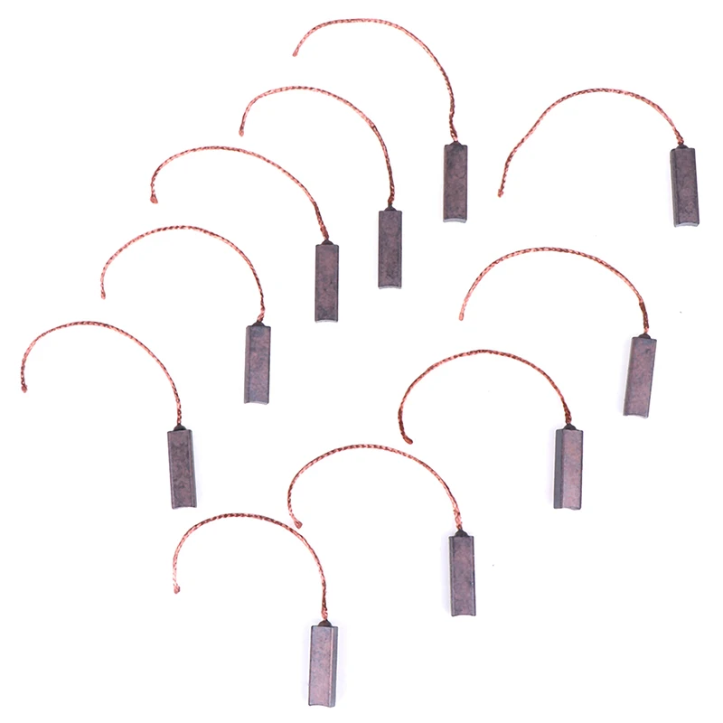 High Quality 10pcs Carbon Brushes Wire Leads Generator Generic Electric Motor Brush Replacement 4.5 X 6.5 X 20mm