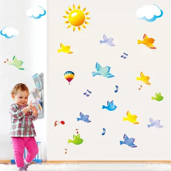 

DIY Cute Bird Cartoon Wall Stickers Kids Bedroom classroom Background Decorative Painting Decals