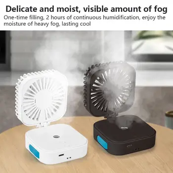 

Novel USB Spray Humidifier Moisturizing Small Fan Hanging Neck Handheld Desktop LED Night Light Mini Fan