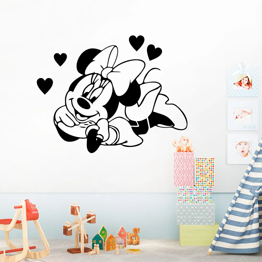 

Disney Minnie Mouse Wall Stickers Home Decoration Wall Art Decal For Girl Room Vinyl Bedroom Accessories Living Room 0310