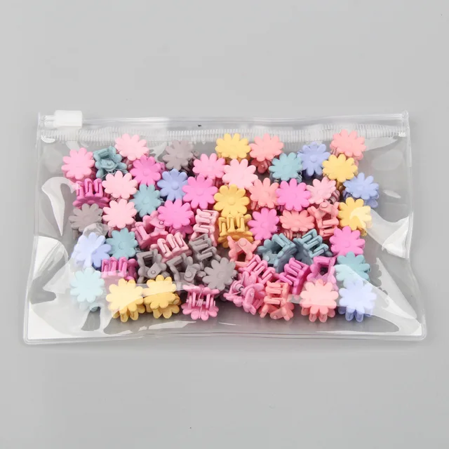 50PCS/Set Small Hair Crabs For Girls Acrylic Cute Candy Color Flower Star Hair Clip Clamp Children Mini Hairpin Hair Accessories Daisy-C50PCS