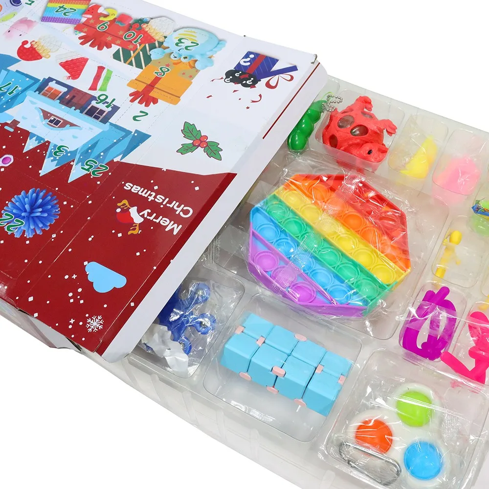 2021 Fidget Toys Advent Calendar Christmas Gift 24 Days Pack Set Anti Stress Kit Stress Relief Figet Toy Blind Box Kids Gift