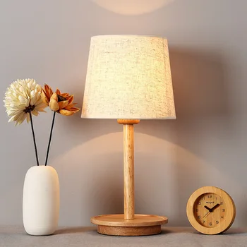 

Nordic bedroom wooden table lamp led creative wood warm Home decoration table lamp solid wood bed head Japanese table lamp