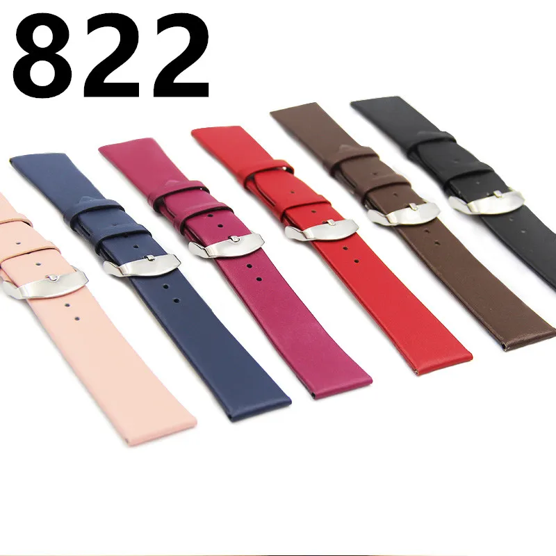 

B822 Watch Band Genuine Leather Straps Watchbands 12mm 14mm 16mm 18mm 20mm 22mm Watch Accessories Women Men Brown Black Belt