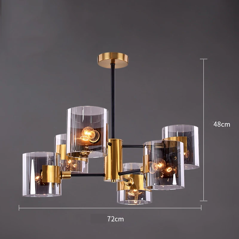 72cmx48cm Nordic Glass Pendant Lights Lamp Iron Pendant Lighting Living Room Dining Room Kitchen Bedside Bedroom Loft Decor Hanging Lamp - Цвет корпуса: 72cmx48cm
