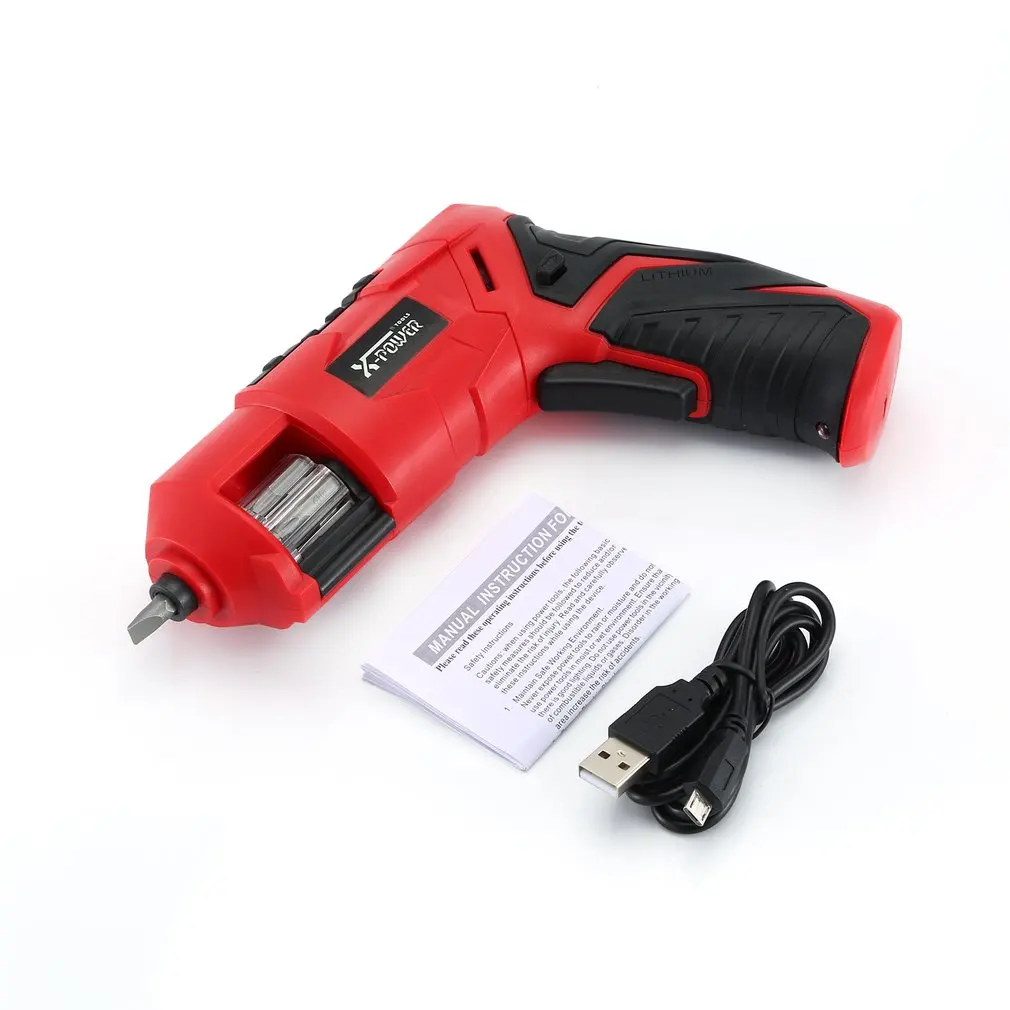 X-power 6V Cordless Electric Screwdriver Bits kit with LED Lighting Wireless Screw Power Driver Drill Power Tools