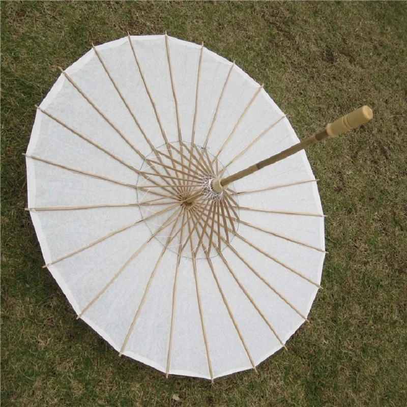 30pcs Bamboo Diameter 23.6inch Wedding Umbrella Parasol White Paper Long Handle Wedding Bridal Favor Parasol Adult Size