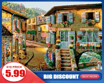 

OPDBN Wall Art Canvas Painting by Number Posters Handpainted Oil Painting Picture for Living Room Home Decor No Frame