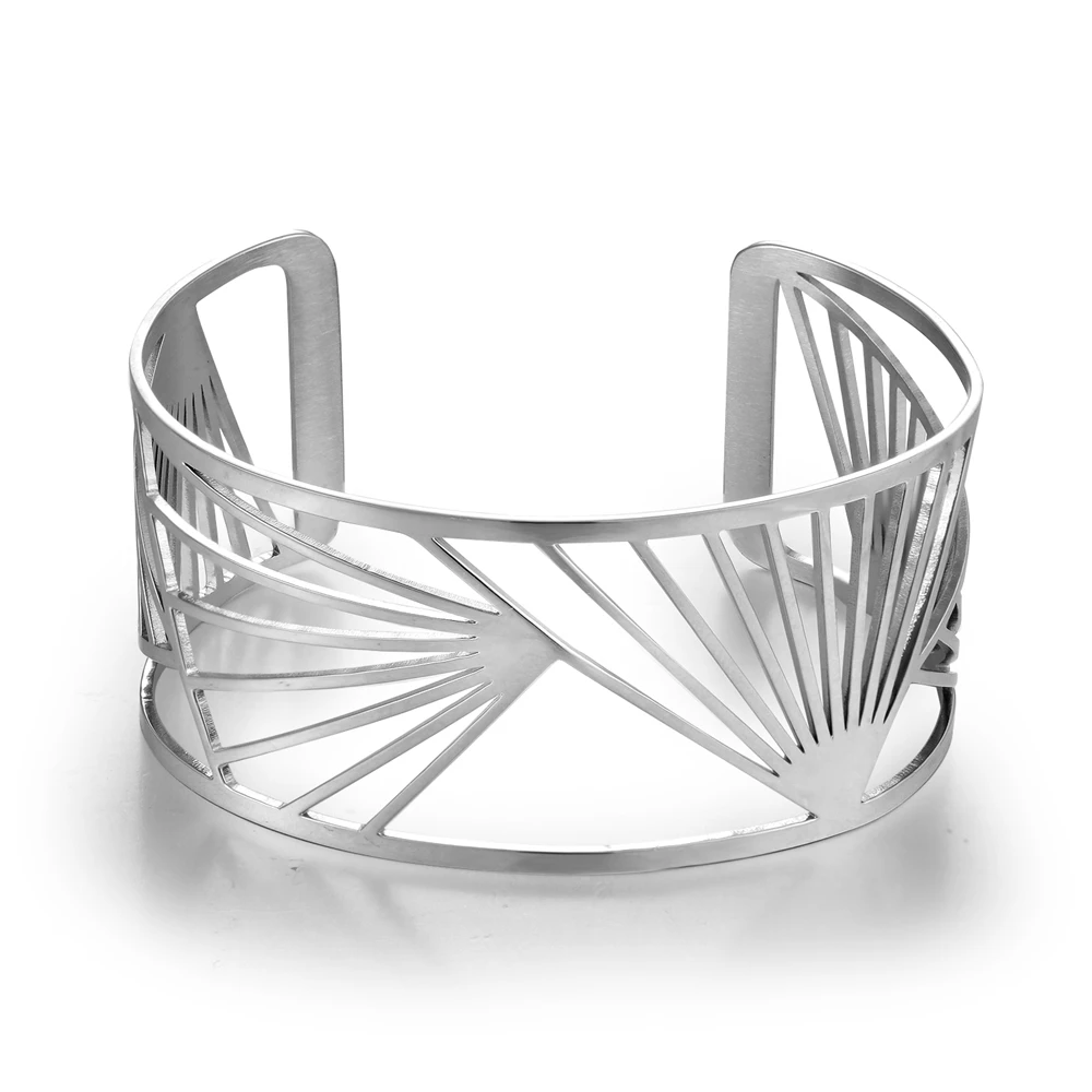 SDA New Arrival Adjustable Size Fashion Bangles for Women Colorful Geometric Building Stainless Steel