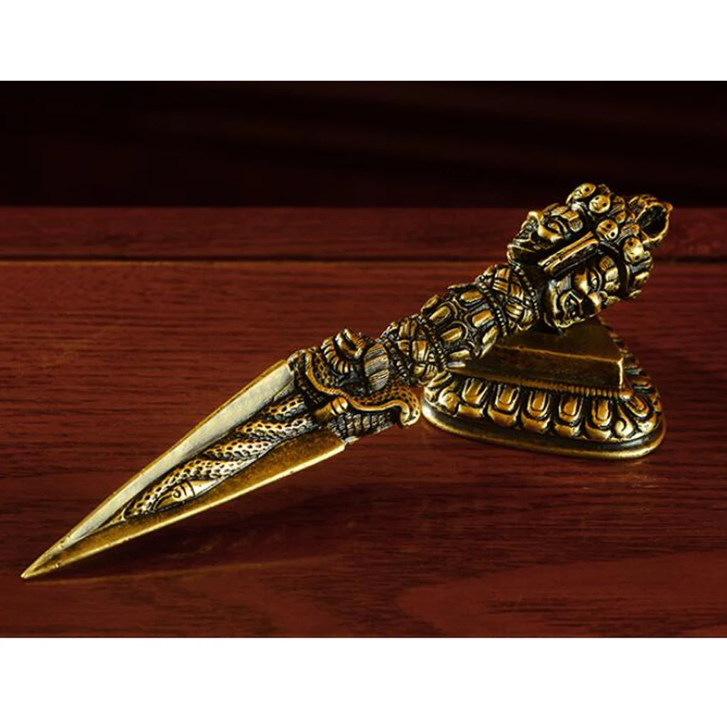 MagiDeal Copper Tibetan Buddhism Charm Buddhist Vajra Dorje Phurba with Base