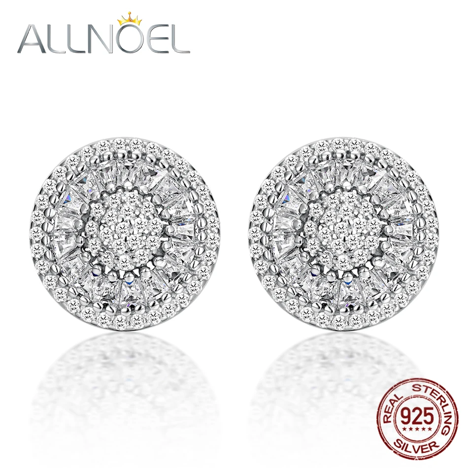 ALLNOEL, 925 пробы, серебряные серьги-гвоздики для женщин, 5А, белый цирконий, бриллианты, серьги, платина, для помолвки, свадьбы, хорошее ювелирное изделие