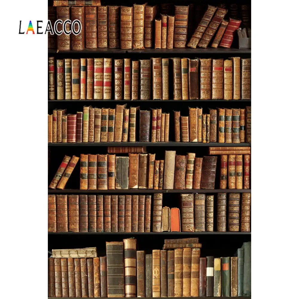 

Laeacco Vinyl Backdrops For Photography Old Wooden Bookshelf For Books Library Study Home Decor Photo Backgrounds Photo Studio