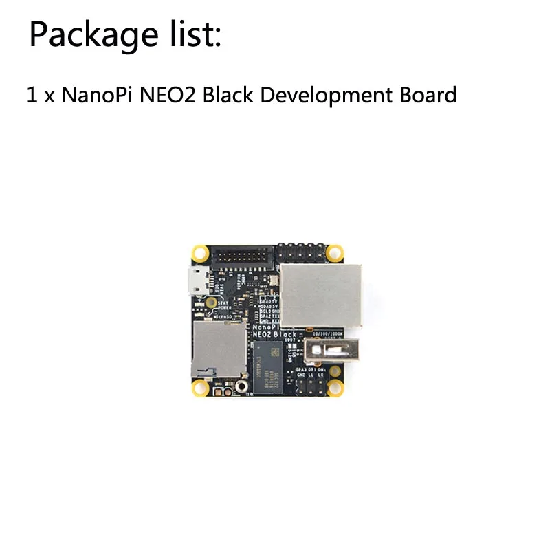 NanoPi NEO2 черный все Zhi H5 макетная плата 4 ядра 64-бит A53 гигабитный сетевой Ubuntu(убунту-операционная система с металлический чехол с памяти на носителе eMMC модуль - Цвет: NEO2 Black