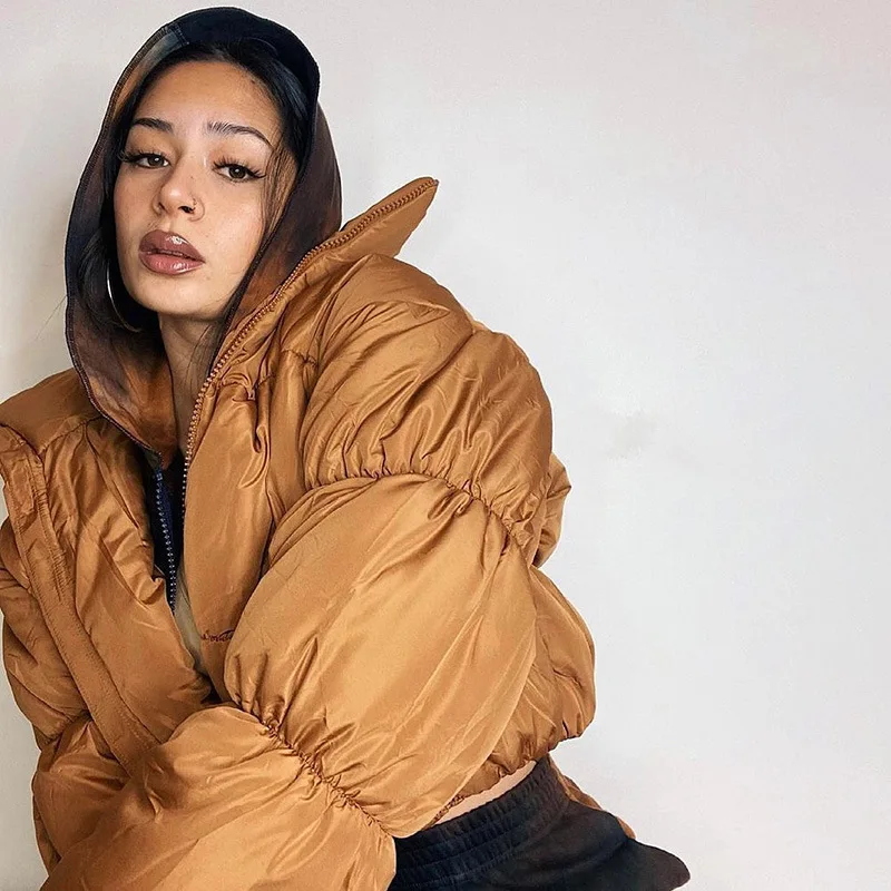 

Winter Women Parkas Jacket Coat Zipper Solid Color Loose Full Sleeve Clothes For Women Coat Female