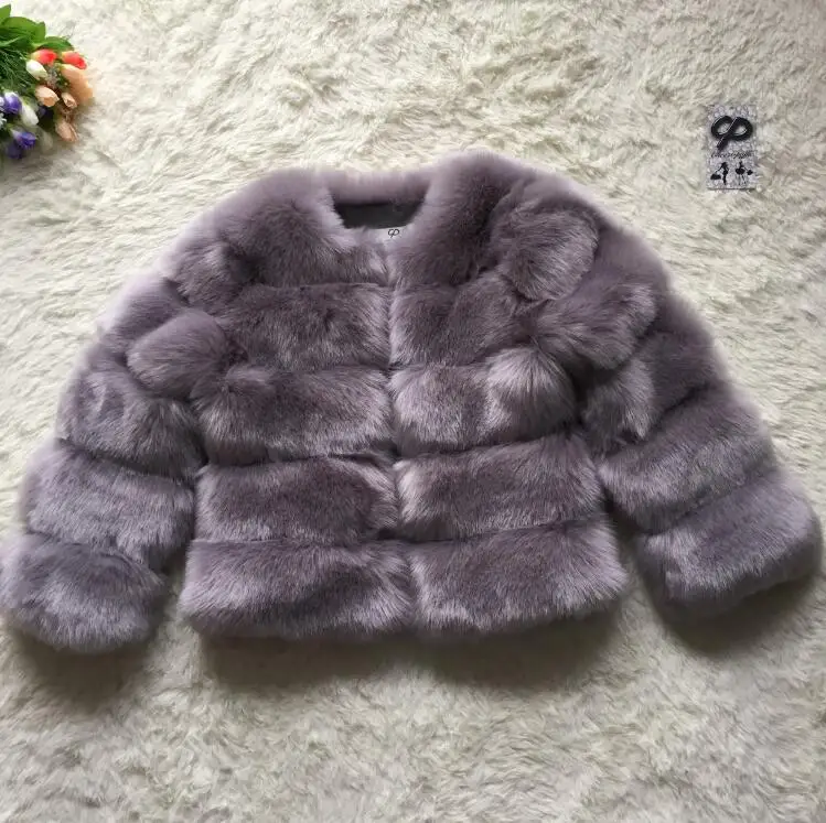 CP30 Gray CP искусственный мех Заводская шуба из искусственного лисьего меха Женское зимнее теплое искусственное меховое пальто женское Лисий жакет из меха пальто CP30 - Цвет: CP30 Gray