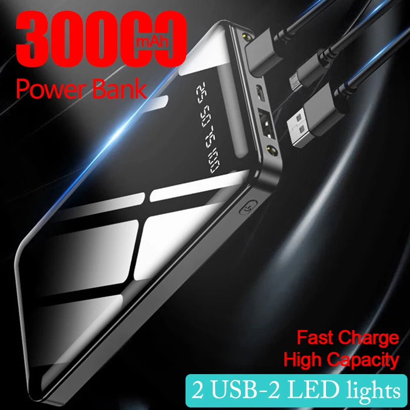 30000mAh внешний аккумулятор Портативная зарядка зарядное устройство для Xiaomi Mi 9 Samsung