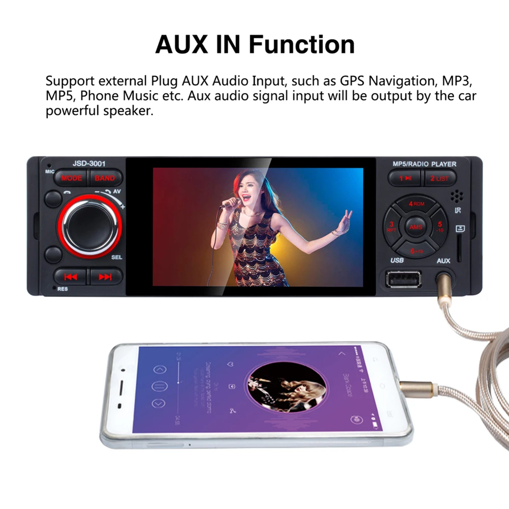 alpine car audio 1 DIN Car Radio Multimedia Video Player JSD-3001 4.1 inch Touch Screen  AUX Auto Stereo Head Unit Support Rear Camera car audio installation near me