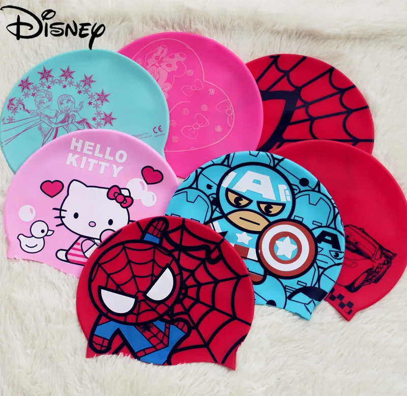 Disney Children's Swimming Cap Cartoon Captain America Mickey Minnie Waterproof Silicone | Спорт и развлечения