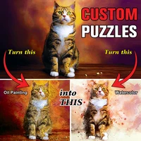 Personality Photo Custom DIY Custom Puzzles Animal Wood Puzzle Watercolor Oil Painting Effect Wooden Jigsaw Kids And Adults 2