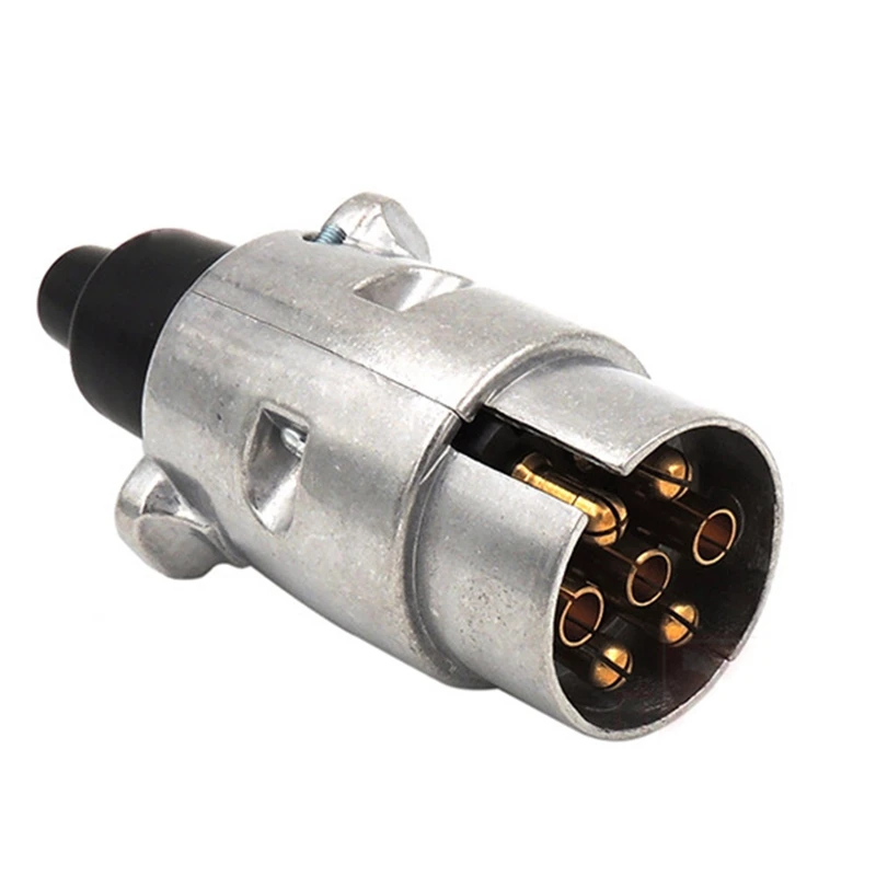 12V 7Pin прицеп вилка круглый проводки огни буксировочный трос металлический караван Грузовик Лодка розетку алюминиевый сплав вилка грузовик с прицепом буксировочный трос