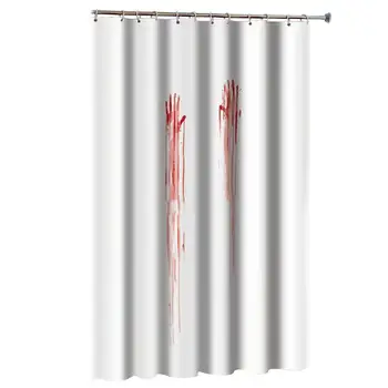 

Halloween Decoration Horror Blood Fingerprint Shower Curtains with 12 Hooks Bath Curtain Liner Bathroom Accessories Home Decor