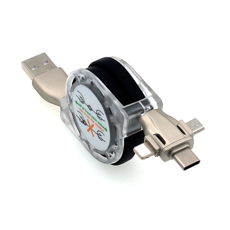 3 в 1, 3 в 1, Выдвижной USB кабель для iPhone, Xiaomi, samsung, huawei, Oneplus, Micro USB+ кабель type-C, 1 м, кабель USB C для быстрой зарядки