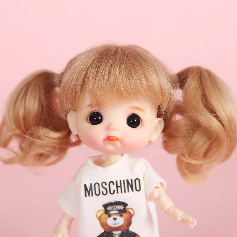 BJD doll wig 1/8 MSD YOSD DD  wig pink Golden white  Bangs Ponytail Long Curly Hair BOBO Short Hair  Straight hair Wigs for doll 8