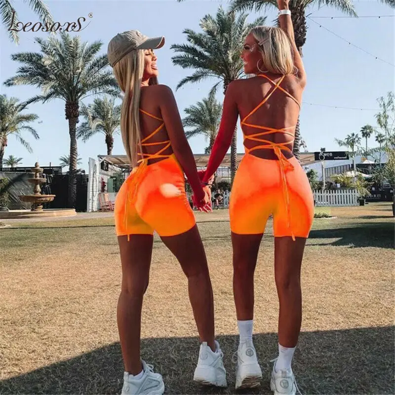 

LEOSOXS Women Romper Jumpsuit Shorts Bodycon Playsuit Bandage Strappy Mini Rompers Jumpsuits Clubwear Backless Bodysuits New Hot
