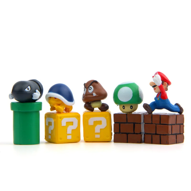 10PCS Super Mario Bros Figures Lot Jouet Mario Figure Toys Bullet Mushroom Tortoise Creative Toys Model Action Figure 1.3~2.5CM